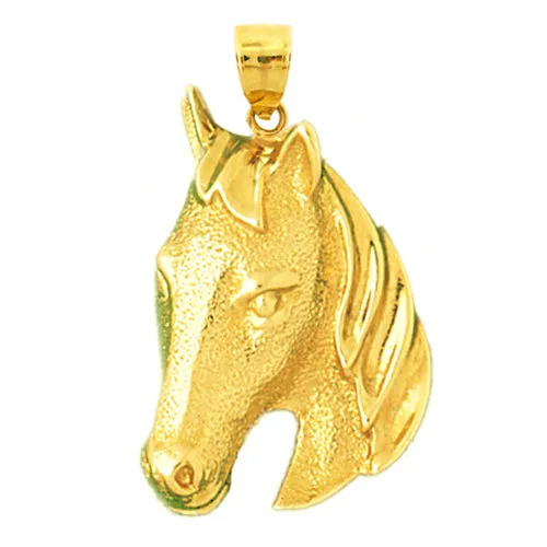 14K Gold Horse Head Pendant Goldia Necklaces