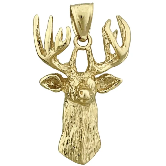14K Gold Neck High Deer Head Pendant Goldia Necklaces