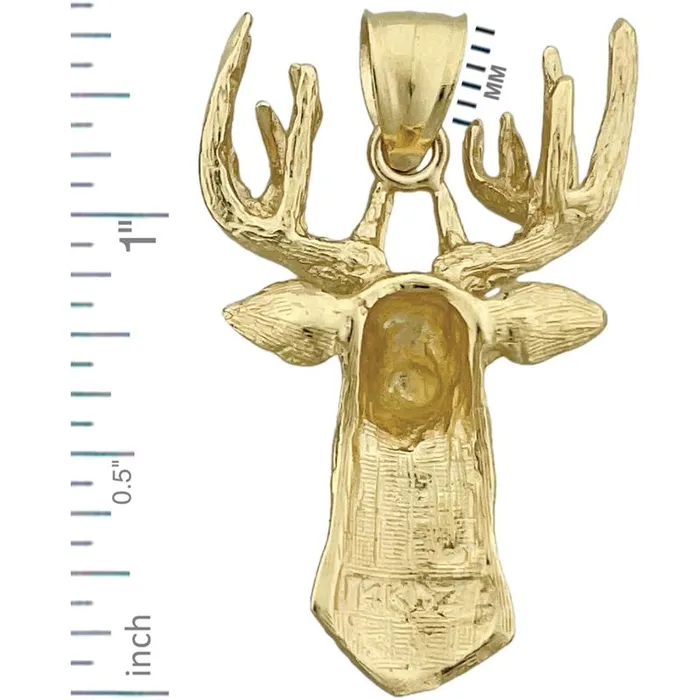 14K Gold Neck High Deer Head Pendant Goldia Necklaces