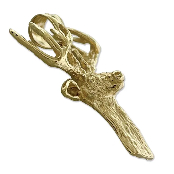 14K Gold Neck High Deer Head Pendant Goldia Necklaces