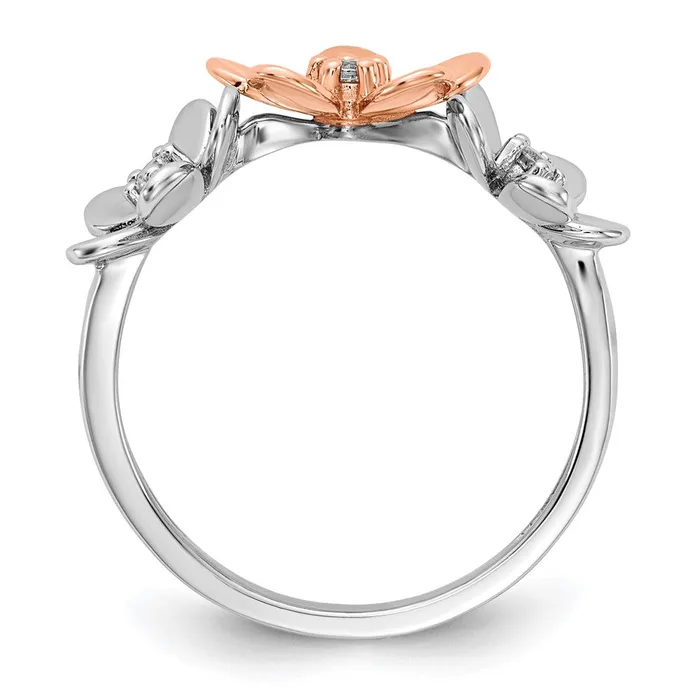 14k Rose and White Gold Real Diamond Flower Ring Goldiacom Rings