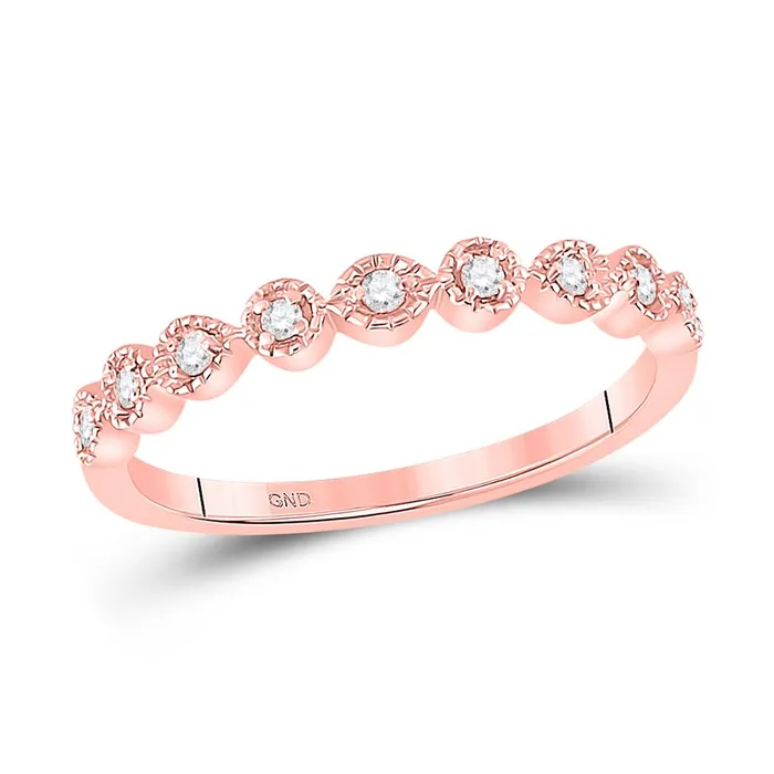 14k Rose Gold Round Diamond Dot Stackable Band Ring 110 Cttw gndatlanta Rings 14k Rose Gold Round Diamond Dot Stackable Band Ring 110 Cttw gndatlanta Rings