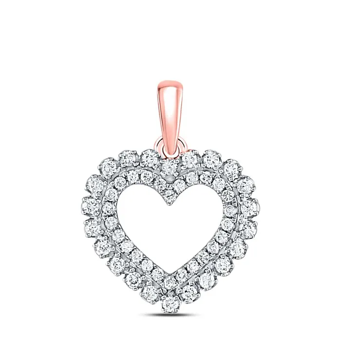 14k Rose Gold Round Diamond Heart Pendant 38 Cttw gndatlanta Necklaces