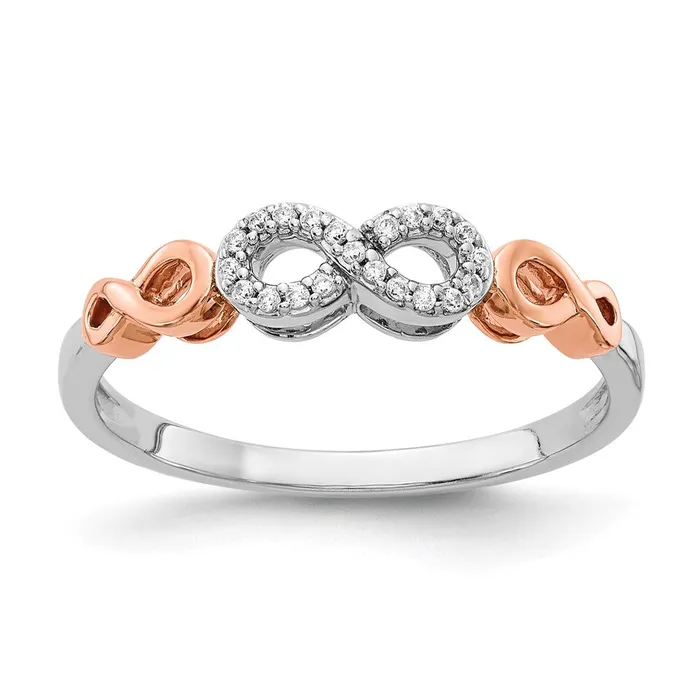 14k Rose Gold wWhite Rhodium Real Diamond Infinity Ring Goldiacom Rings