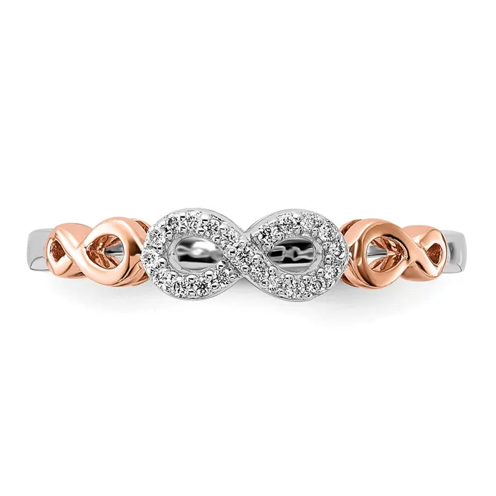 14k Rose Gold wWhite Rhodium Real Diamond Infinity Ring Goldiacom Rings