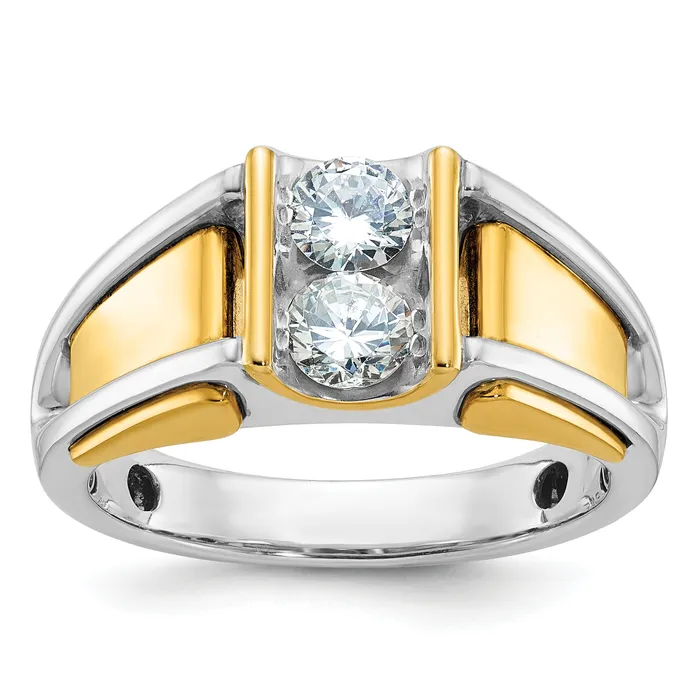 14k TwoTone 34 Ct Lab Grown Diamond VSSI G Mens Ring Goldia Rings
