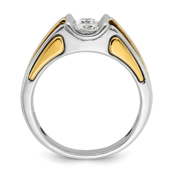 14k TwoTone 34 Ct Lab Grown Diamond VSSI G Mens Ring Goldia Rings