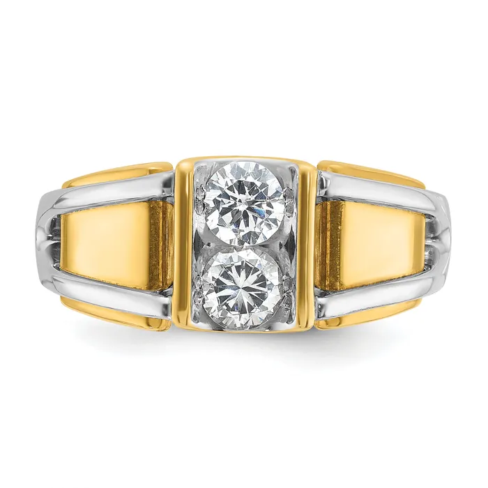 14k TwoTone 34 Ct Lab Grown Diamond VSSI G Mens Ring Goldia Rings