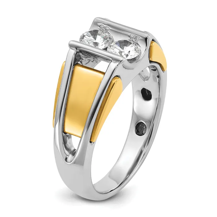 14k TwoTone 34 Ct Lab Grown Diamond VSSI G Mens Ring Goldia Rings