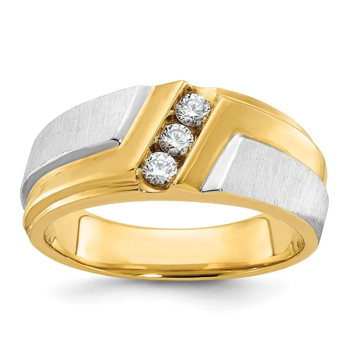 14k Twotone Gold Mens Polished and Satin 14 carat Diamond Complete Ring Goldia Rings 14k Twotone Gold Mens Polished and Satin 14 carat Diamond Complete Ring Goldia Rings