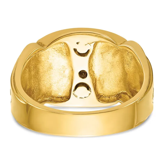 14k Twotone Gold Mens Polished and Textured Blue Lodge Master Masonic Ring Mounting Goldia Rings