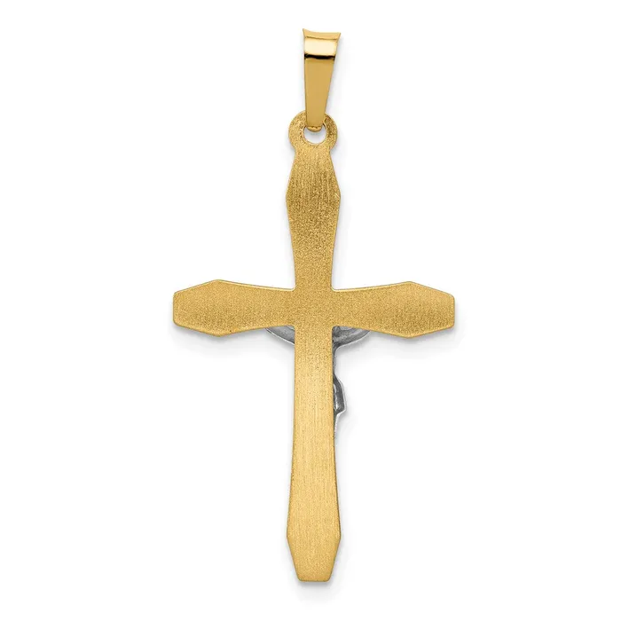 14k Twotone Gold Polished INRI Crucifix Pendant Goldia Rings