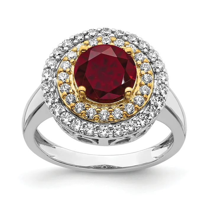 14k TwoTone Lab Grown VSSI FGH Diamond Created Ruby Ring Goldia Rings