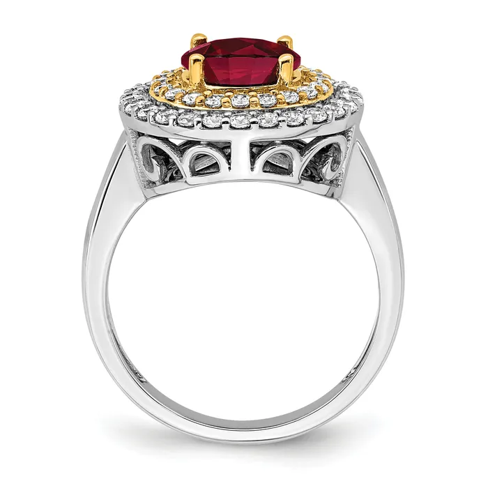 14k TwoTone Lab Grown VSSI FGH Diamond Created Ruby Ring Goldia Rings