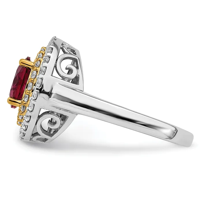 14k TwoTone Lab Grown VSSI FGH Diamond Created Ruby Ring Goldia Rings