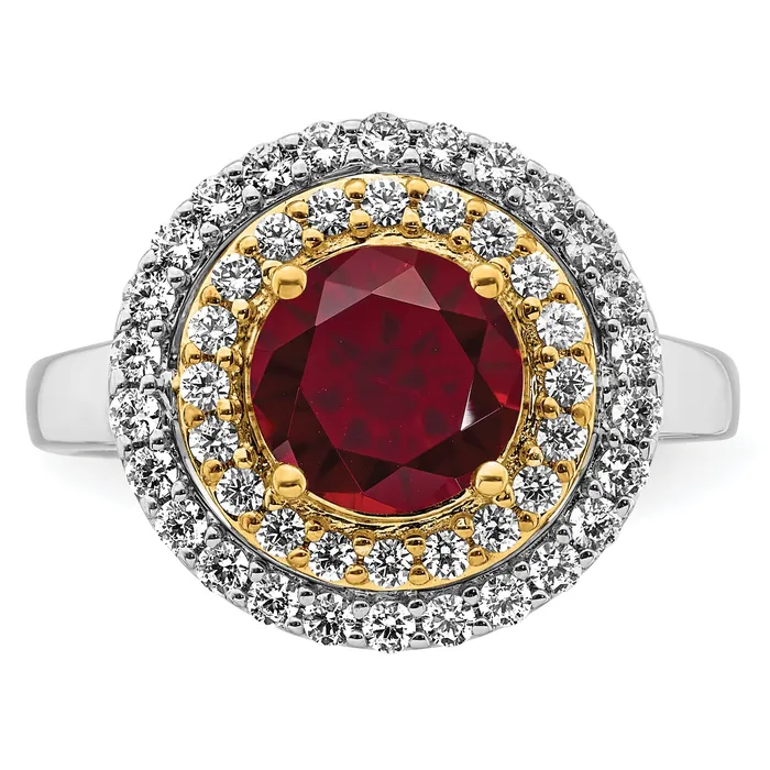 14k TwoTone Lab Grown VSSI FGH Diamond Created Ruby Ring Goldia Rings