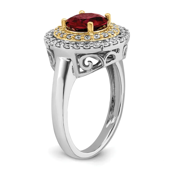 14k TwoTone Lab Grown VSSI FGH Diamond Created Ruby Ring Goldia Rings