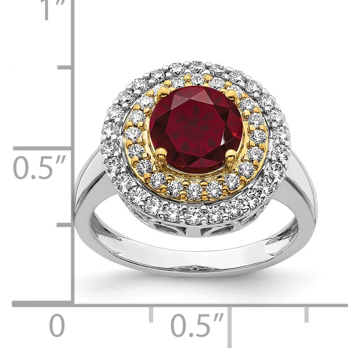 14k TwoTone Lab Grown VSSI FGH Diamond Created Ruby Ring Goldia Rings