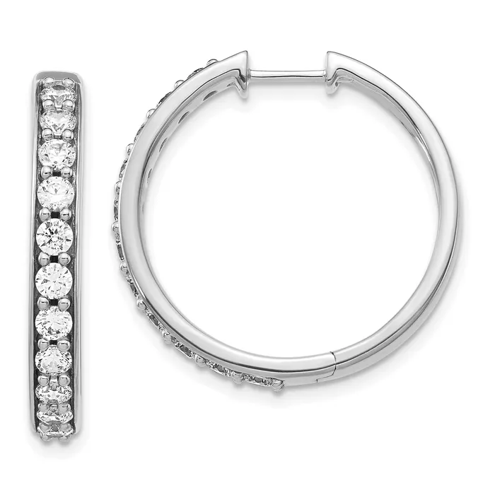14k White Gold 1 12 Ct Lab Grown Diamond VSSI G Hinged Hoop Earrings Goldia Earrings 14k White Gold 1 12 Ct Lab Grown Diamond VSSI G Hinged Hoop Earrings Goldia Earrings