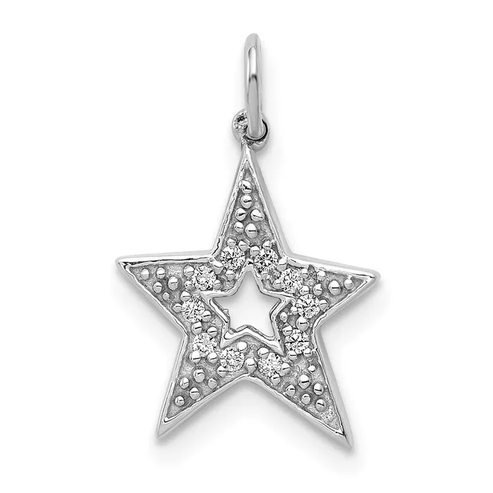 14k White Gold 120ct Real Diamond Star Charm Goldia Charm Necklaces