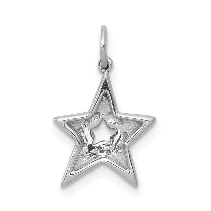 14k White Gold 120ct Real Diamond Star Charm Goldia Charm Necklaces