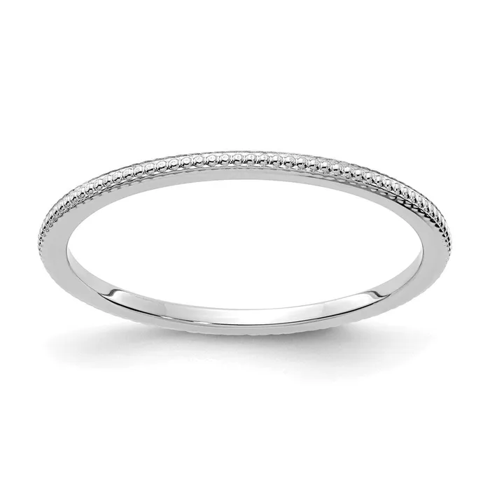 14K White Gold 12mm Bead Stackable Band Goldia Rings