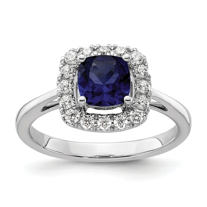 14k White Gold 14 Ct Lab Grown Diamond VSSI G September Birthstone Lab Created Blue Sapphire Halo Ring Goldia Rings 14k White Gold 14 Ct Lab Grown Diamond VSSI G September Birthstone Lab Created Blue Sapphire Halo Ring Goldia Rings