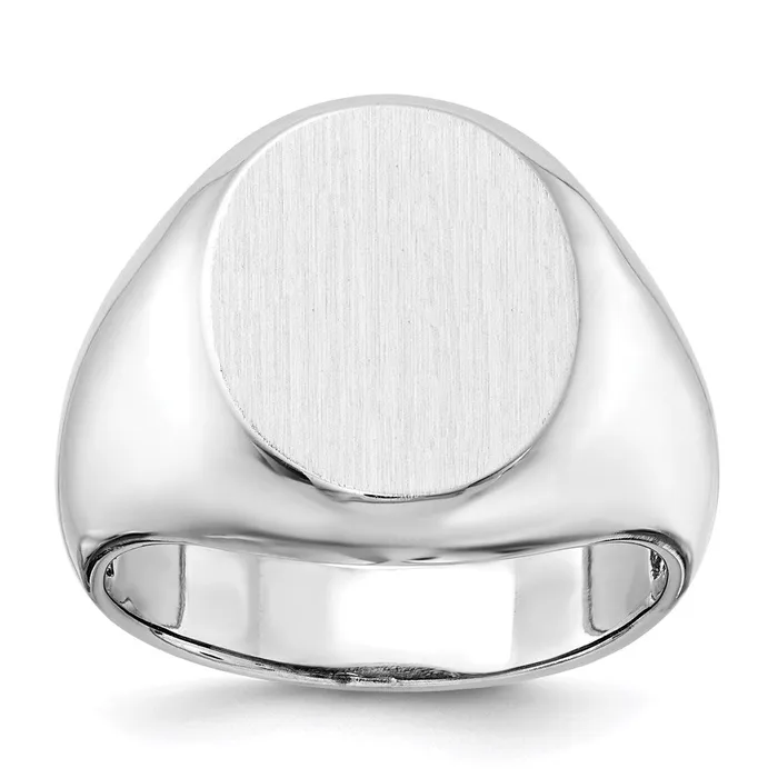 14k White Gold 160x130mm Open Back Mens Signet Ring Goldia Rings