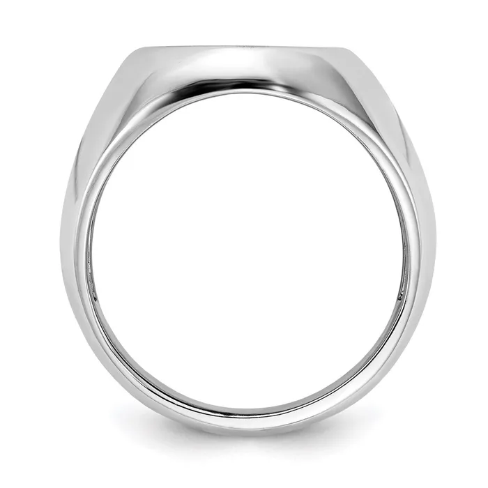 14k White Gold 160x130mm Open Back Mens Signet Ring Goldia Rings