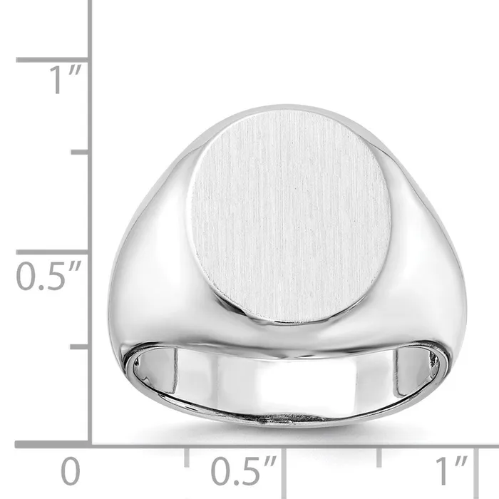 14k White Gold 160x130mm Open Back Mens Signet Ring Goldia Rings