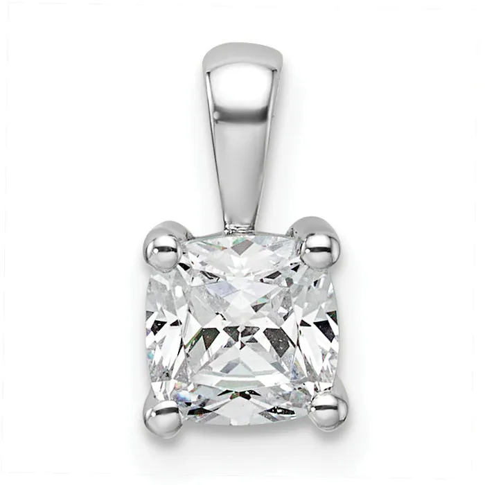 14k White Gold 34 Ct Lab Grown Diamond VSSI G Cushion Four Prong Pendant Goldia Necklaces 14k White Gold 34 Ct Lab Grown Diamond VSSI G Cushion Four Prong Pendant Goldia Necklaces