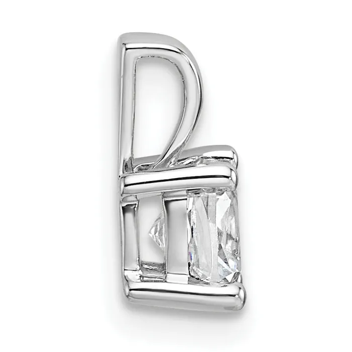 14k White Gold 34 Ct Lab Grown Diamond VSSI G Cushion Four Prong Pendant Goldia Necklaces
