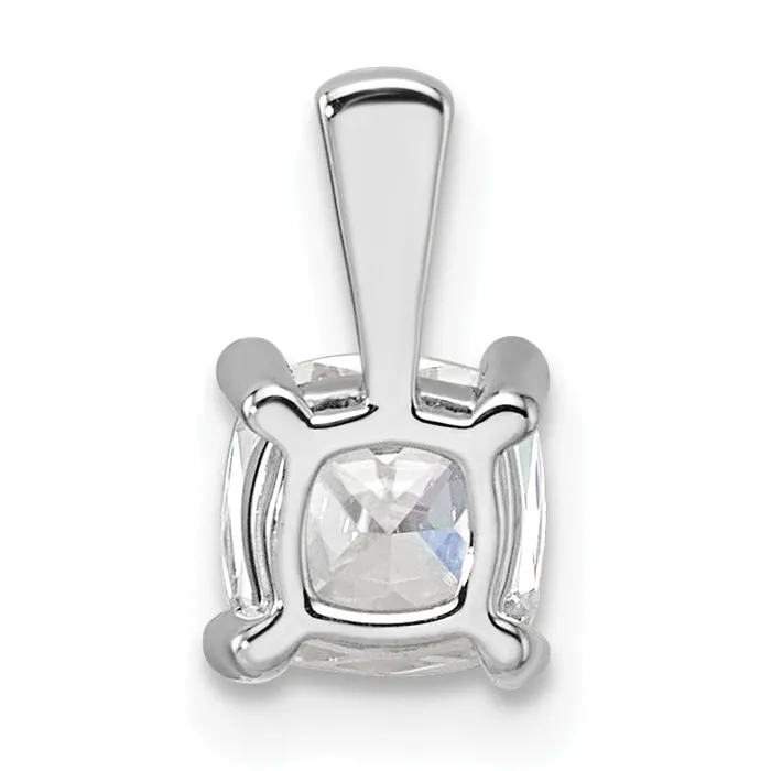 14k White Gold 34 Ct Lab Grown Diamond VSSI G Cushion Four Prong Pendant Goldia Necklaces