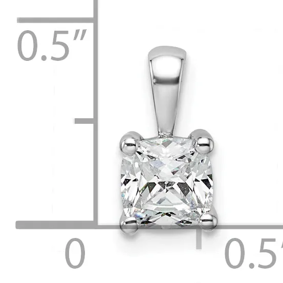 14k White Gold 34 Ct Lab Grown Diamond VSSI G Cushion Four Prong Pendant Goldia Necklaces