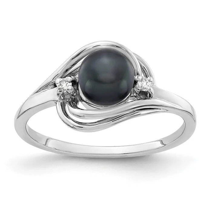 14k White Gold 55mm Black FW Cultured Pearl A Real Diamond ring Goldiacom Rings 14k White Gold 55mm Black FW Cultured Pearl A Real Diamond ring Goldiacom Rings