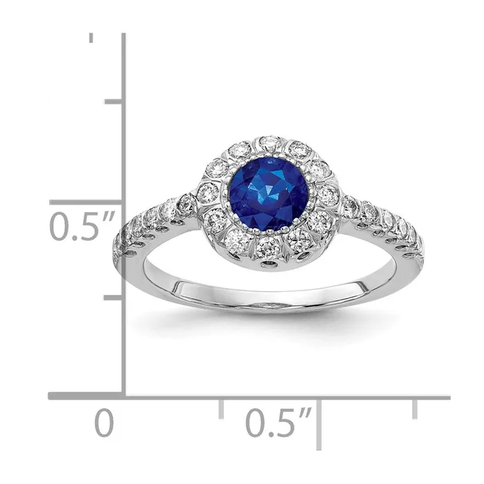 14k White Gold 5mm Sapphire AA Real Diamond ring Goldiacom Rings