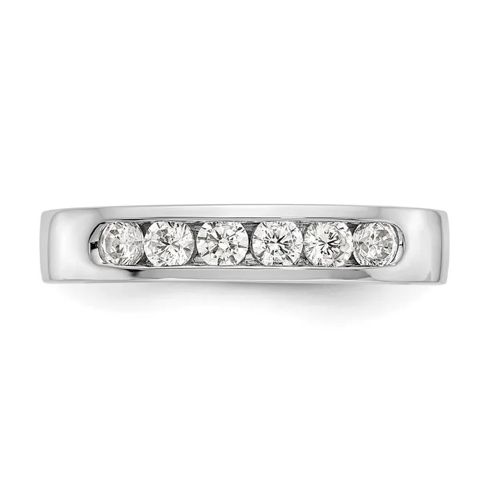 14K White Gold 6Stone Real Diamond Channel Band goldiaca Rings