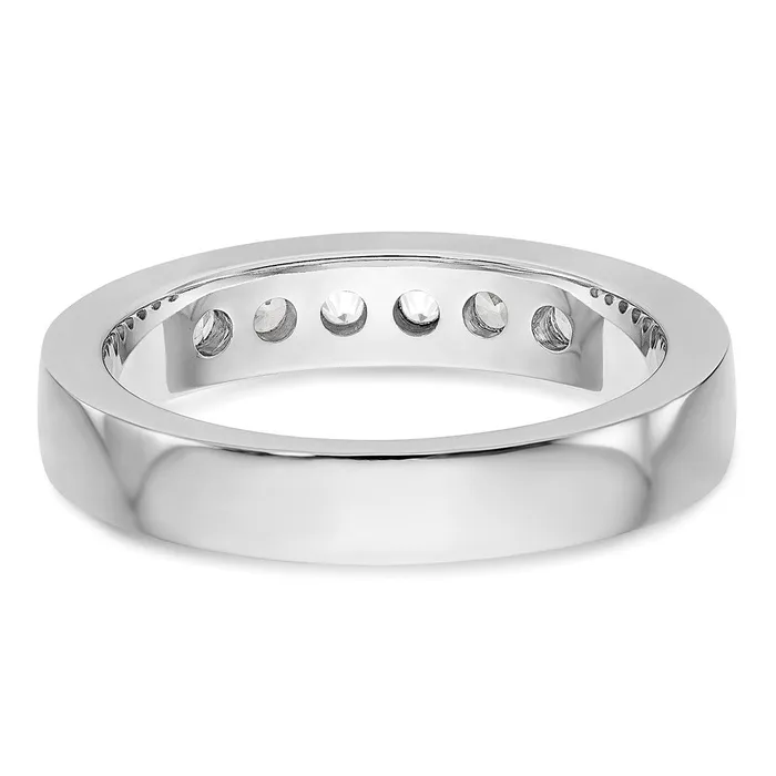 14K White Gold 6Stone Real Diamond Channel Band goldiaca Rings