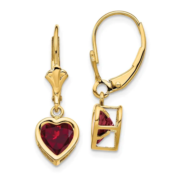 14k White Gold 6mm Heart Created Ruby Earrings Goldia Earrings