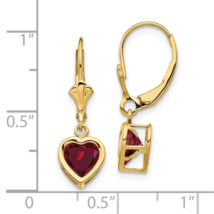 14k White Gold 6mm Heart Created Ruby Earrings Goldia Earrings