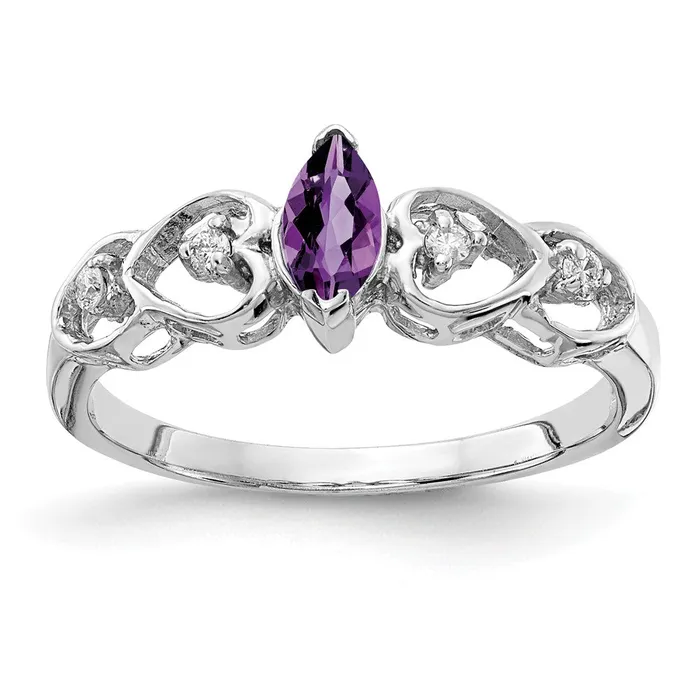 14k White Gold 6x3mm Marquise Amethyst AA Real Diamond ring Goldiacom Rings 14k White Gold 6x3mm Marquise Amethyst AA Real Diamond ring Goldiacom Rings