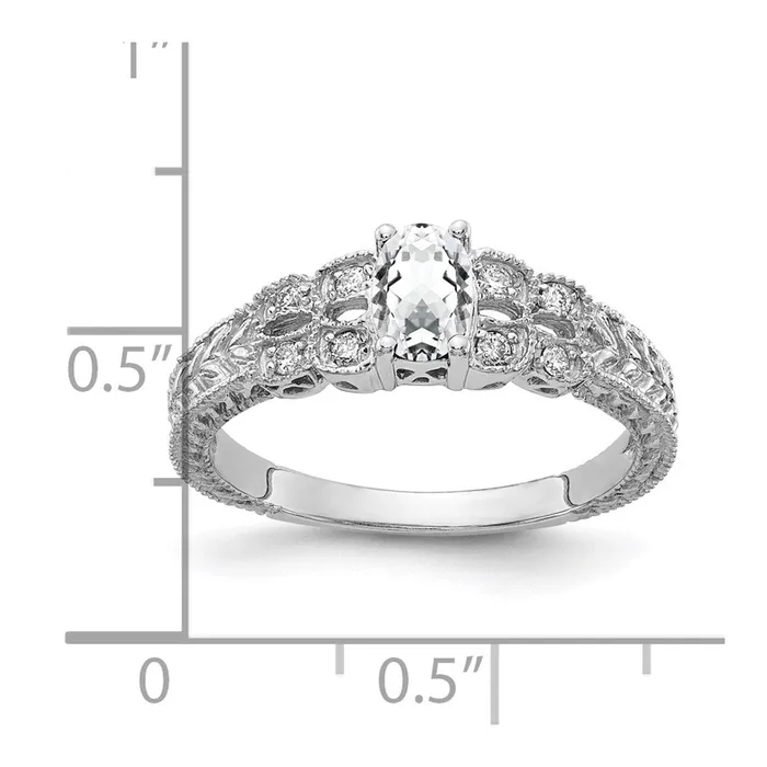 14k White Gold 6x4mm Oval Cubic Zirconia A Real Diamond ring Goldia Rings