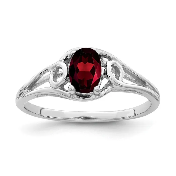 14k White Gold 6x4mm Oval Garnet ring Goldia Rings