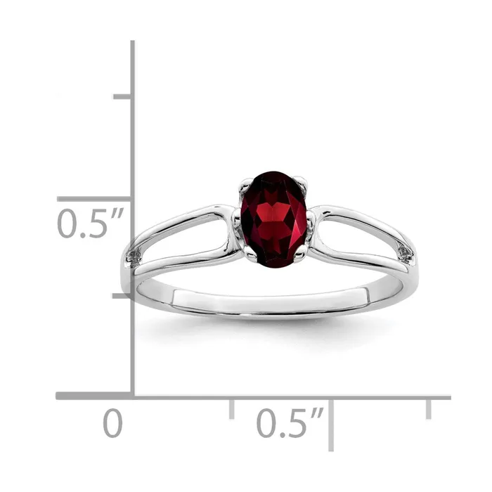 14k White Gold 6x4mm Oval Garnet ring Goldia Rings