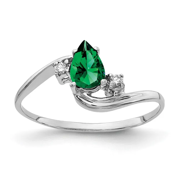 14k White Gold 6x4mm Pear Mount St Helens AA Real Diamond ring Goldiacom Rings