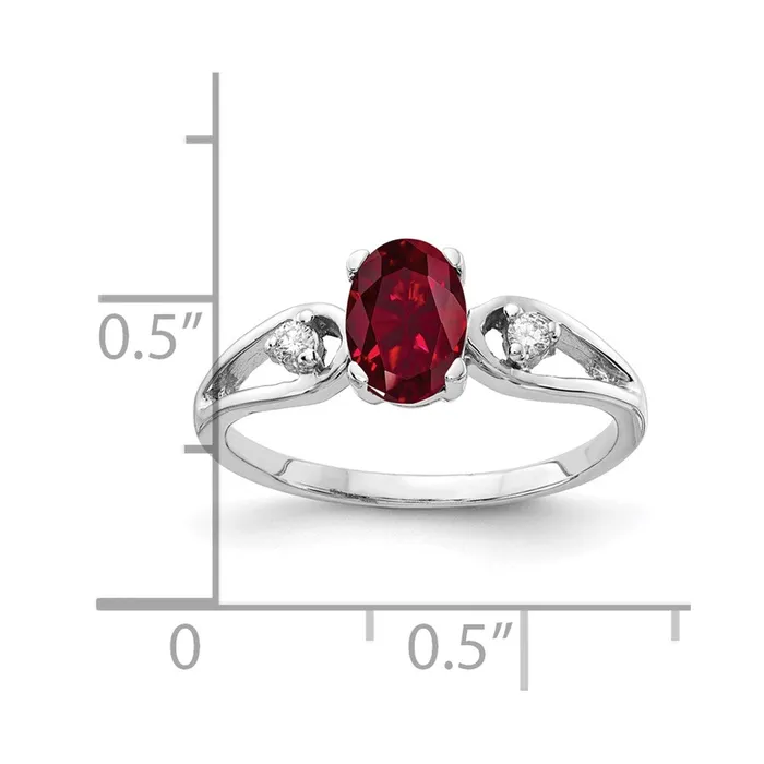 14k White Gold 7x5mm Oval Created Ruby A Real Diamond ring goldiaca Rings