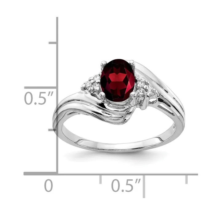 14k White Gold 7x5mm Oval Garnet VS Real Diamond ring goldiaca Rings