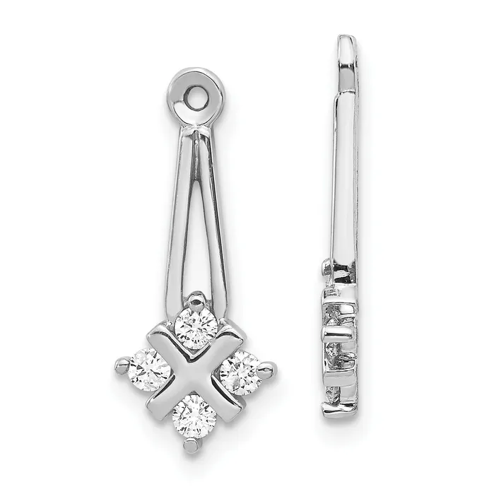 14k White Gold AA Dangle Cluster Diamond Earring Jacket goldiaca Earrings 14k White Gold AA Dangle Cluster Diamond Earring Jacket goldiaca Earrings