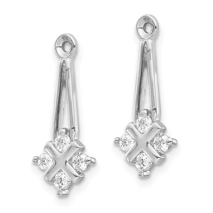 14k White Gold AA Dangle Cluster Diamond Earring Jacket goldiaca Earrings