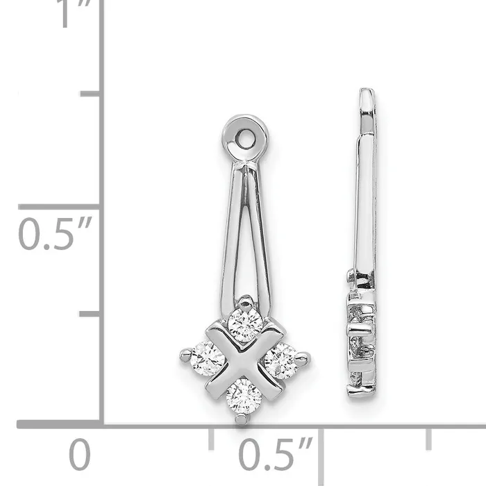 14k White Gold AA Dangle Cluster Diamond Earring Jacket goldiaca Earrings